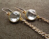 SALE  Crystal Quartz Vermeil Coins and Gold Filled Tassel Earrings SALE