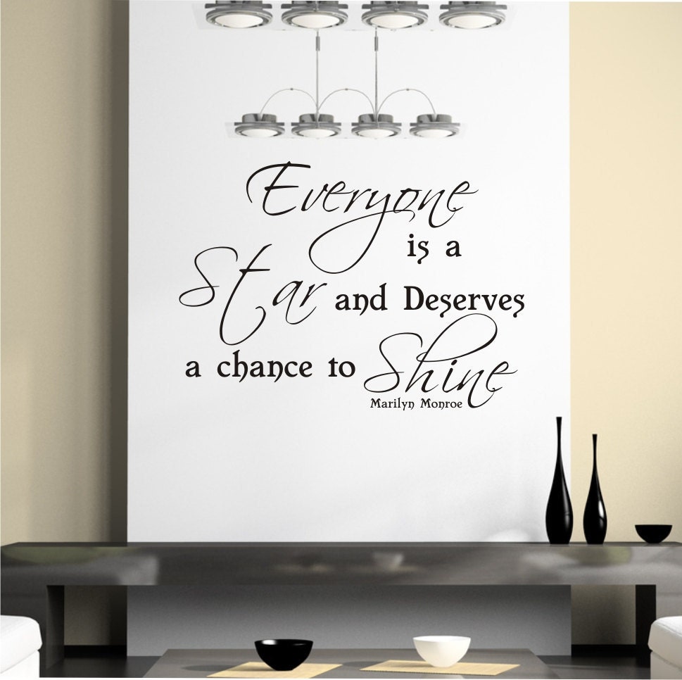 Everyone Is a Star - Marilyn Monroe, quote vinyl decal, removable wall decal decor sticker