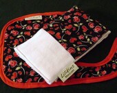 Bib and Burp Set - Valentine Hearts and Flowers
