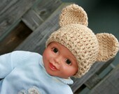 Baby boy bear hat crochet in newborn size neutral beige or tan Custom colors and sizes available