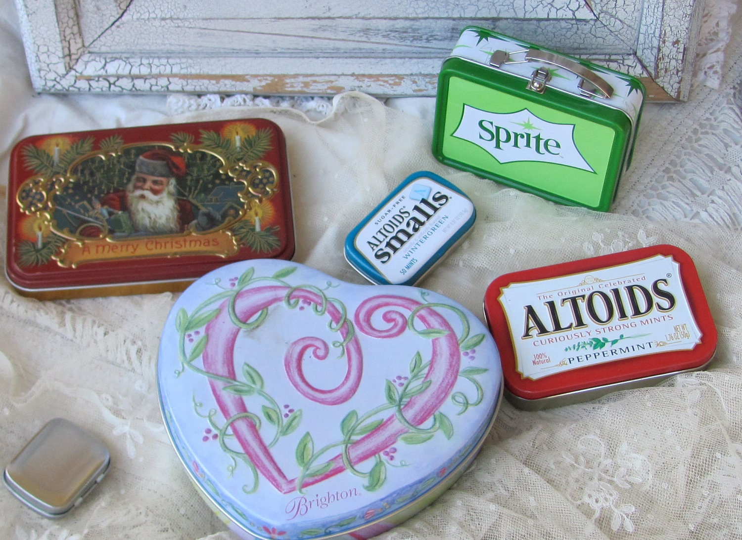 Metal Tins lot of 6 for your Altered Art, Assemblage and Collage designs  by My Broken Art on Etsy