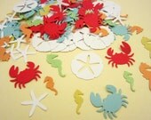 200 Total Ocean Beach Mix Sand Dollar Star Fish Crab Sea Horse Paper Piecing Embellishment Scrapbooking Confetti Cutouts
