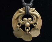urban artifact necklace - bronze washer, three brass discs, brass jewelry component