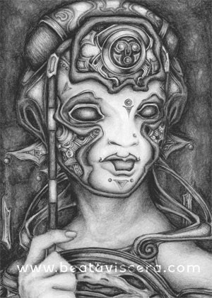 Fantasy ACEO Print - ATC Card - Fantasy Art Print - Miniature Print - Black and White Pencil Drawing Print - Whimsical Surreal Art