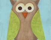 Otis the Owl - PRINT 8x10 - farm barn woodland animal art for kids