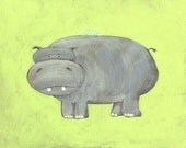 Herbert Hippo - PRINT 8x10 - jungle safari animal art for kids