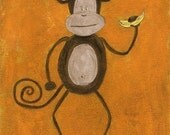 Milton Monkey Nursery Art - PRINT 8x10 - safari jungle animals art for kids