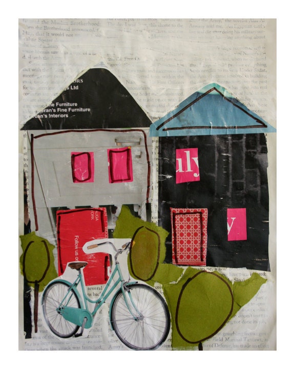 Reproduction Print: House with Bike 8"x10"