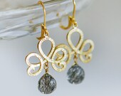 Rutilated Quartz earrings in gold