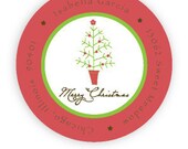 Itty Christmas Tree, 1.5" round - PRINTABLE Return Address Sticker - Vivian Collado Designs