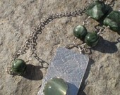 Assymetrically Delicate silvery greens moonstone sterling necklace