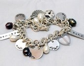 Seven Disc Bracelet - Two Sterling Silver small round disc - Two Aluminum Tag - Three Aluminum Small Round Disc - Name Bracelet