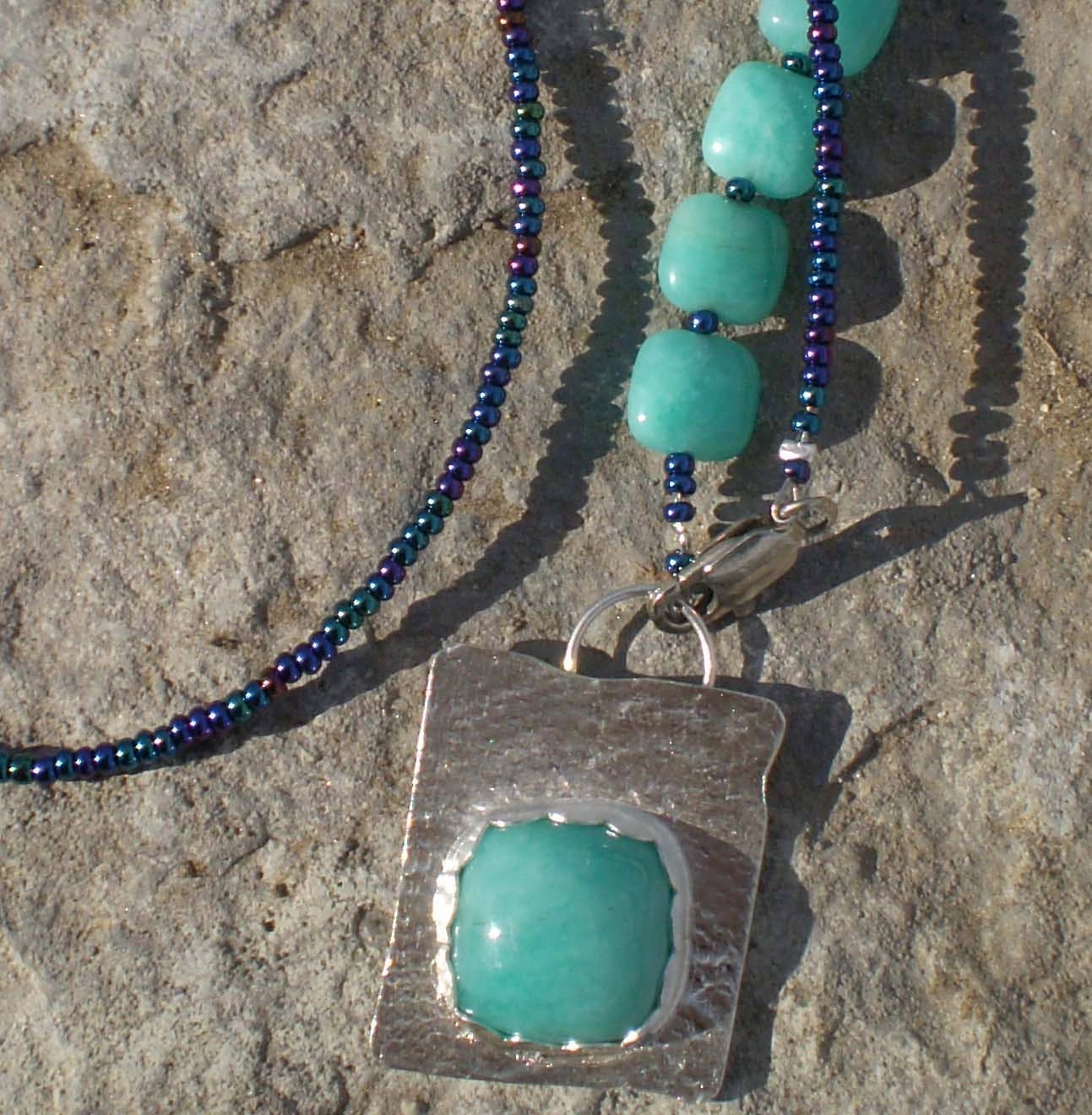 Brilliant Assymetrical Amazonite 18 inch necklace