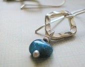 Blue Apatite and Sterling Silver Geometric Earrings