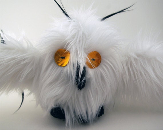 Snowy Owl Plush Toy White and Black