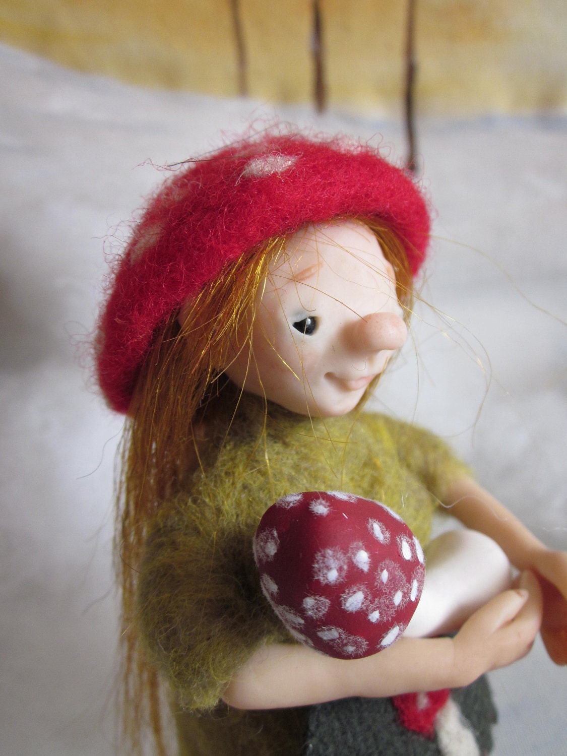 Amanita Pixie- A Handsculpted Doll