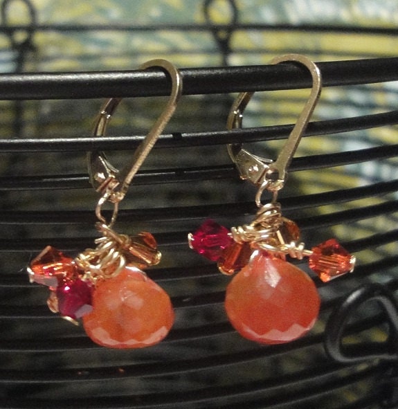 Carnelian Briolette Earrings with Gold Fill Findings - Ready to Ship