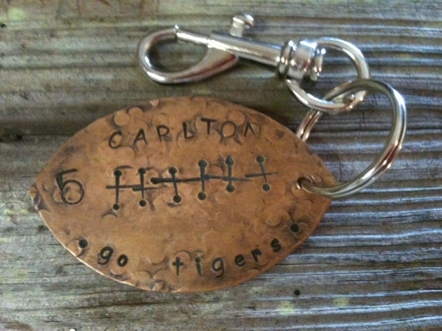 Football Stamped Copper Keychain