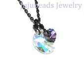 Moonlight Serenade -  Swarovski Crystal Moon and Heart Necklace