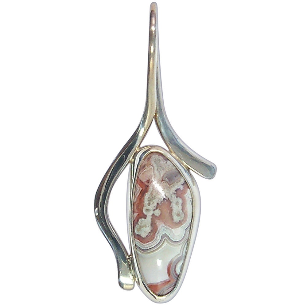 Crazy Lace Agate Pendant set in sterling silver  pczlc1429