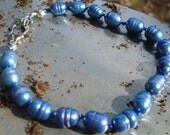 Blue Pearl Bracelet   Handknotted