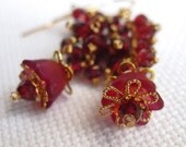 Pomegranite Cluster  - Garnet gemstone floral earrings