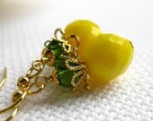 Tropical Harvest, glass and gold earrings