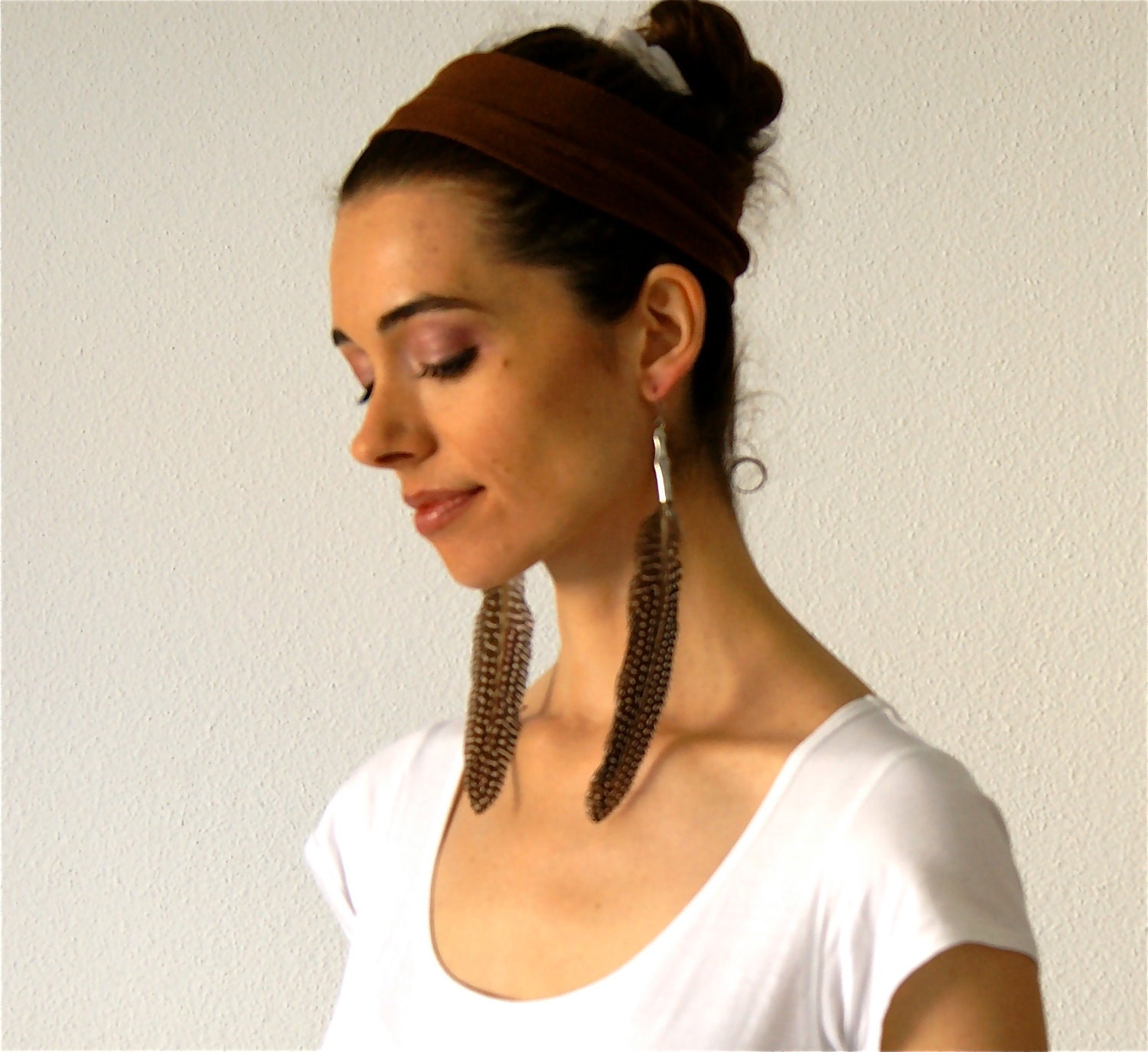 All Natural Guinea Feather Earrings