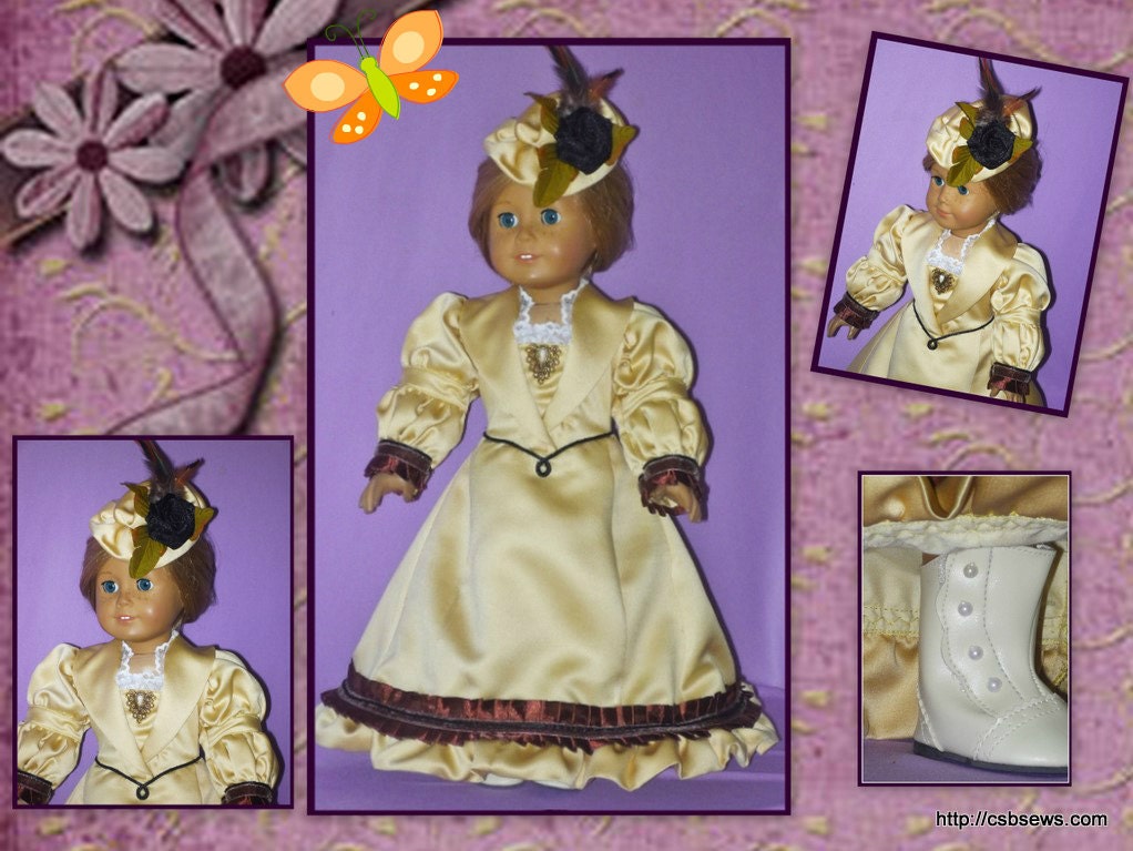 American Girl Doll Samantha Victorian Dress with Hat and Boots