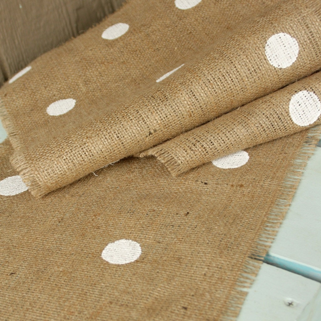 polka dot farmhouse burlap table runner - 72 inches