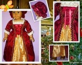 American Girl Doll Felicity Colonial Evening Dress, Mop Cap, Shoes