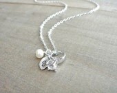 I Do - Silver Personalized Engagement Ring Necklace - Wedding, Anniversary, Bride, Bridal, Bridesmaid, Vows