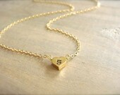 One Heart Initial Necklace in Gold - REVERSIBLE - Bride, Bridal, Bridesmaid gift