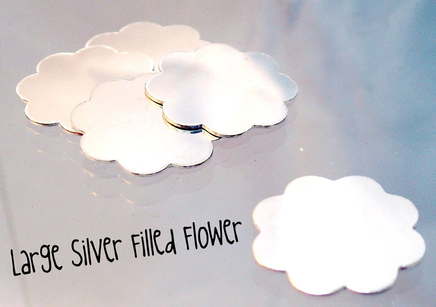 Large Silver Filled Flower Disc - Add One to your Custom Necklace or Bracelet - Extra Disc - Listing for One
