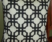 Decorative Throw Pillow Cover - One 20 Inch in Black and White Groovy Grill