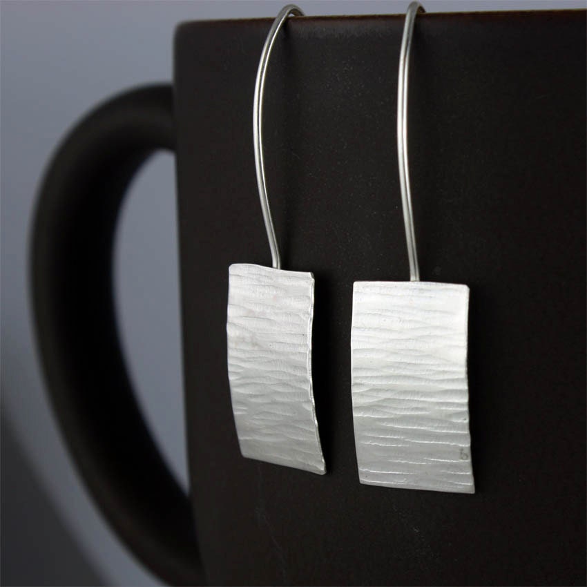 Recycled Silver Geometric Earrings - Paddling to Shore - FREE shipping