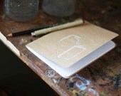 vintage suitcase - hand drawn, hand bound blank kraft notebook sketchbook jotter