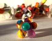 Fused Glass Ring - Flower Power Turquoise