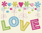 Love Embroidery Digital Design Valentine's Day Decor