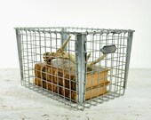 Vintage Metal Locker Basket / Industrial Storage