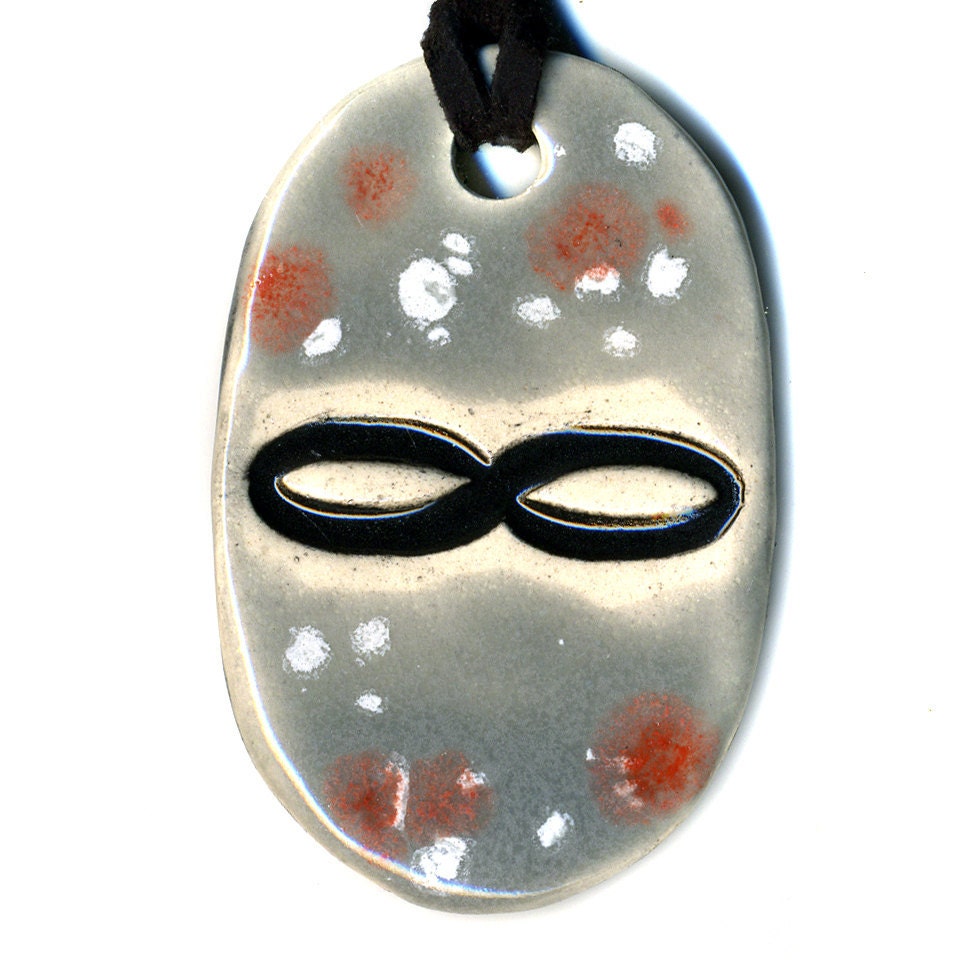 Infinity Ceramic Necklace in Spotted Gray