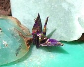 Origami Crane Broach - Purple with Gold and Pink
