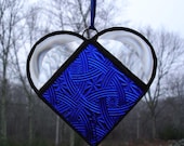 Blue stained glass heart, Valentine's day gift