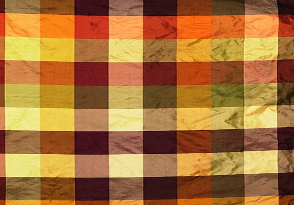 Designer Home Decor Fabric Yardage - Kravet Silk Check - Multi-colored - 1 yard