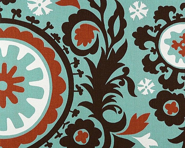 Home Dec Fabric Yardage - Suzani Print - Blue, Brown and Amber by Premier Prints 1 Yard