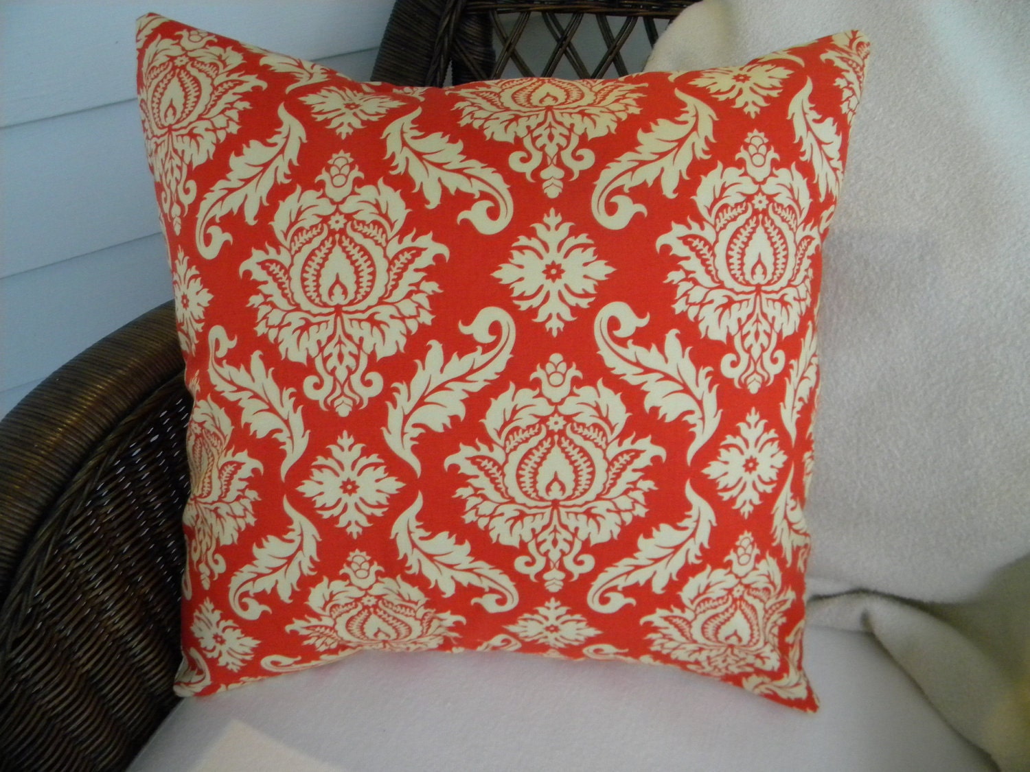 Decorative Pillower Cover- Joel Dewberry Aviary 2 - Damask - Saffron fits 18 Inch Square Pillow
