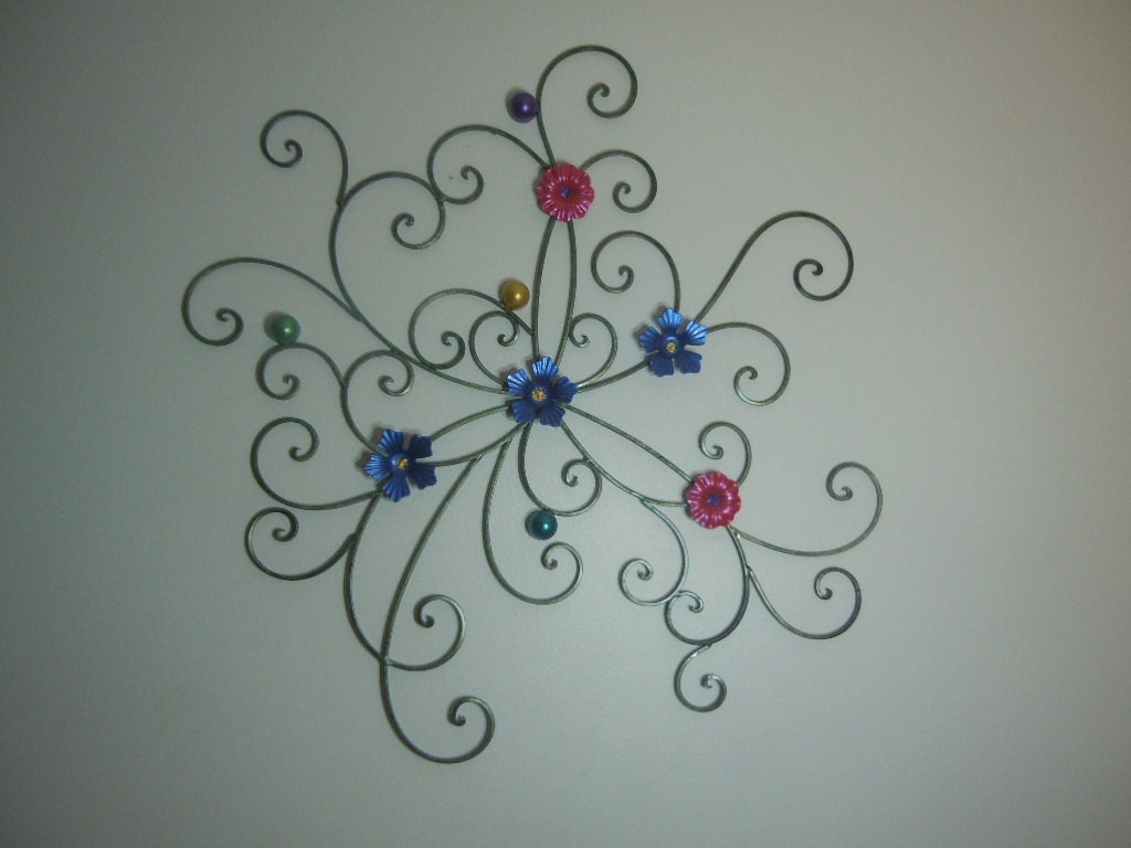 Art Nouveau Iridescent Floral Metal Wall Art