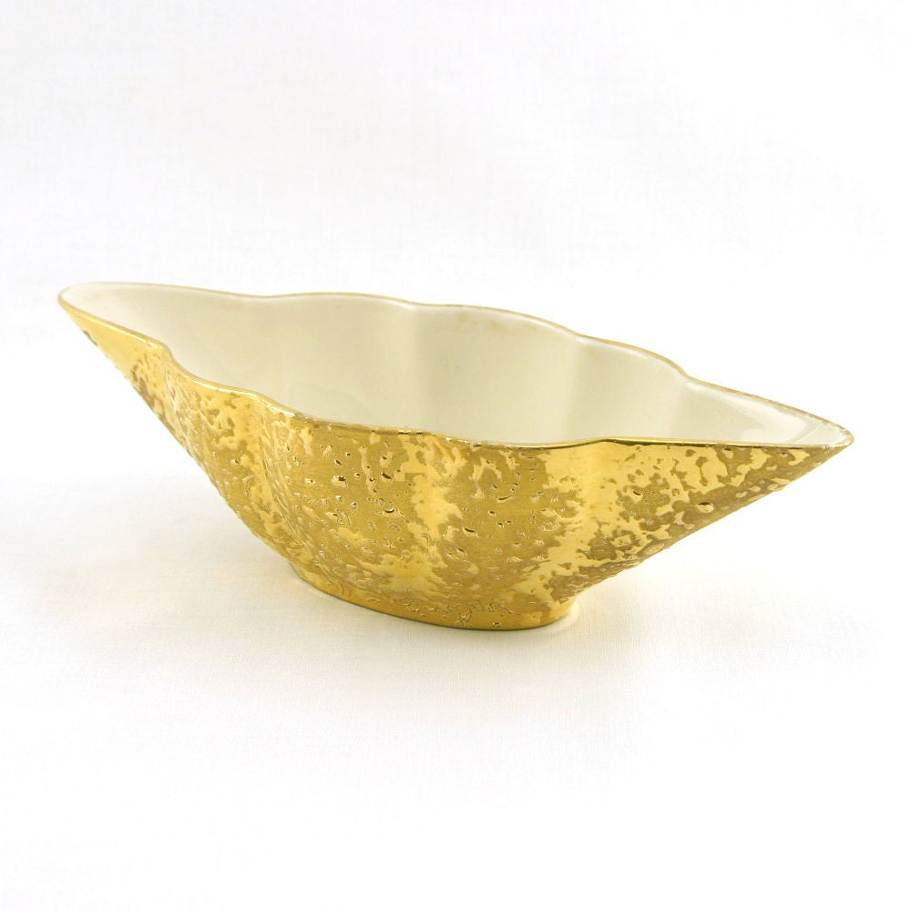 Weeping Gold Bowl, Kingwood Ceramics Art Pottery, 1940s, Weeping-Bright Gold