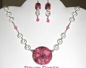 Flower Dance - Polymer Clay Sterling Silver Necklae and Earring Set