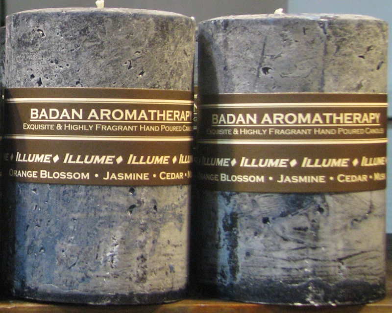 ILLUME Candle: Fragrant Dark Blue Amber Lotus Orange Blossom &  Ylang Ylang Pillar Candle 3x4.5